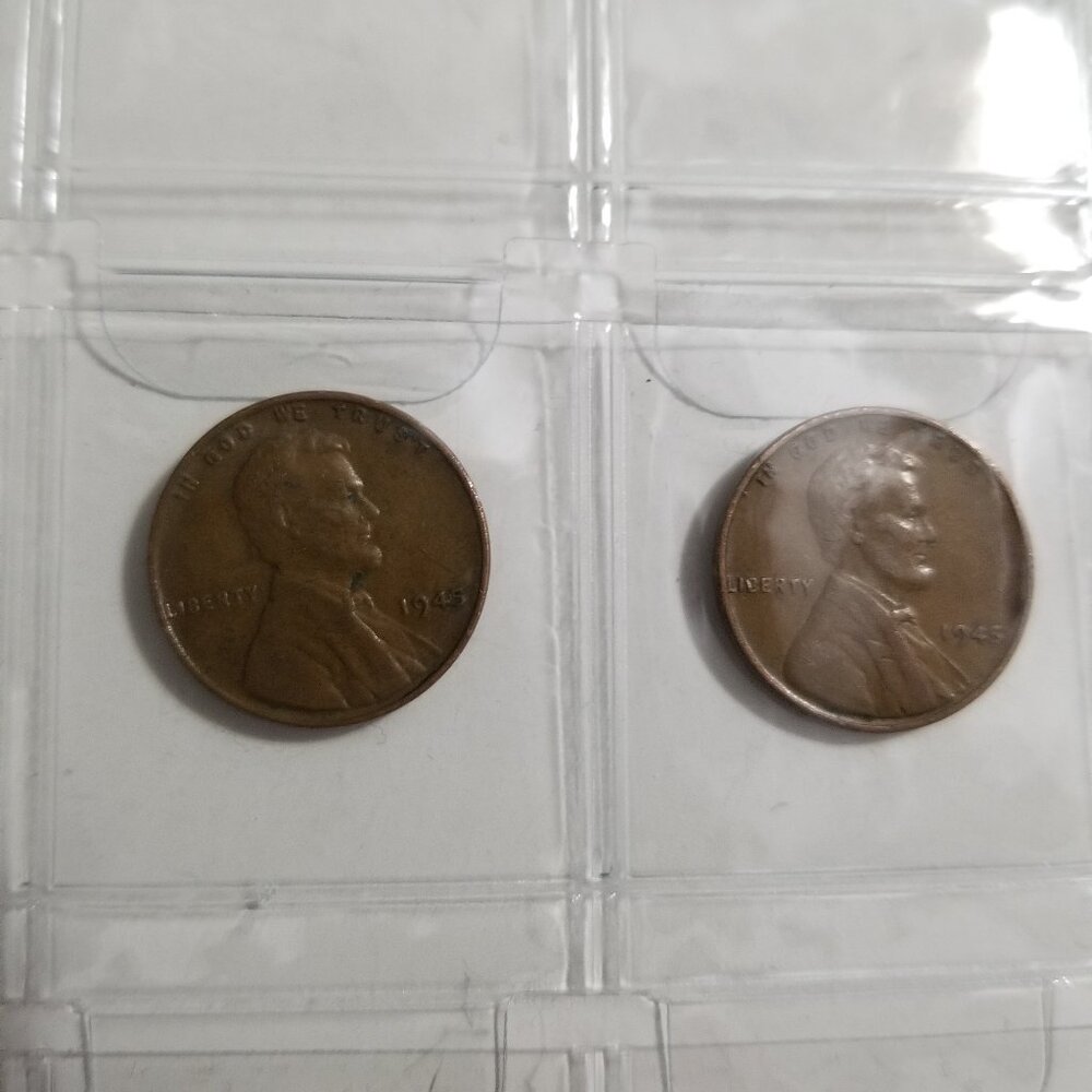 Rare: The 1945 (no-mint) Wheat Head Penny (Two 1945 no-mint)